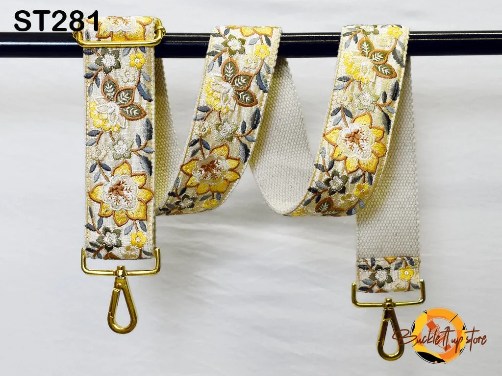 Embroidery Replacement Purse Strap Crossbody Strap for Purses Floral Embroidered Boho Bag Strap Boho Guitar Strap Handbag Strap Gift for her