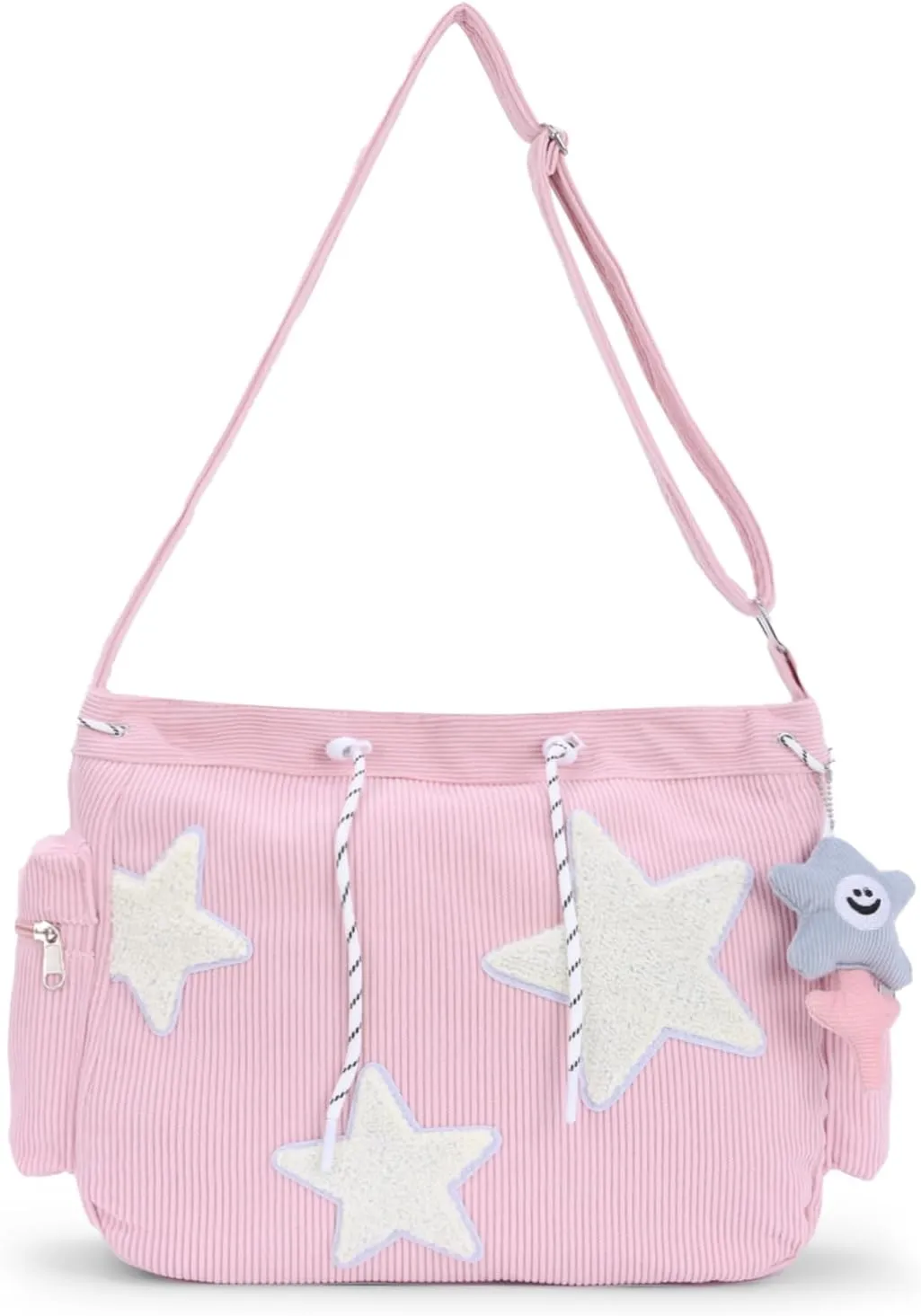 Emprier Star Tote Hobo Bag for Women Large Corduroy Crossbody Bag Y2K Cute Tote Bags Aesthetic Messenger Handbag
