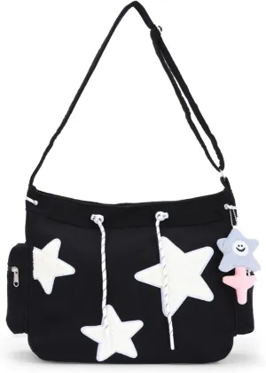 Emprier Star Tote Hobo Bag for Women Large Corduroy Crossbody Bag Y2K Cute Tote Bags Aesthetic Messenger Handbag