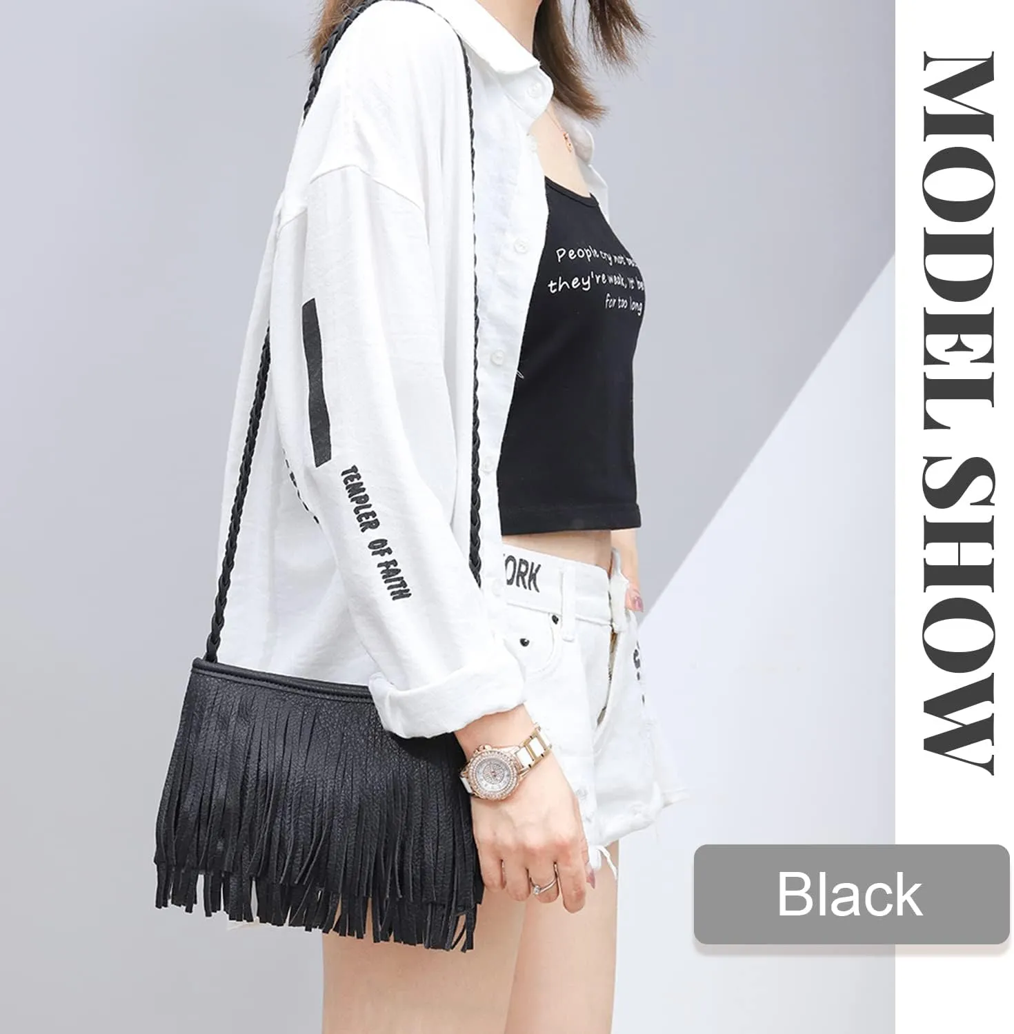 Emprier Women Hobo Fringe Crossbody Purse Vintage Small Tassel Shoulder Handbags Envelope Tassel Purses