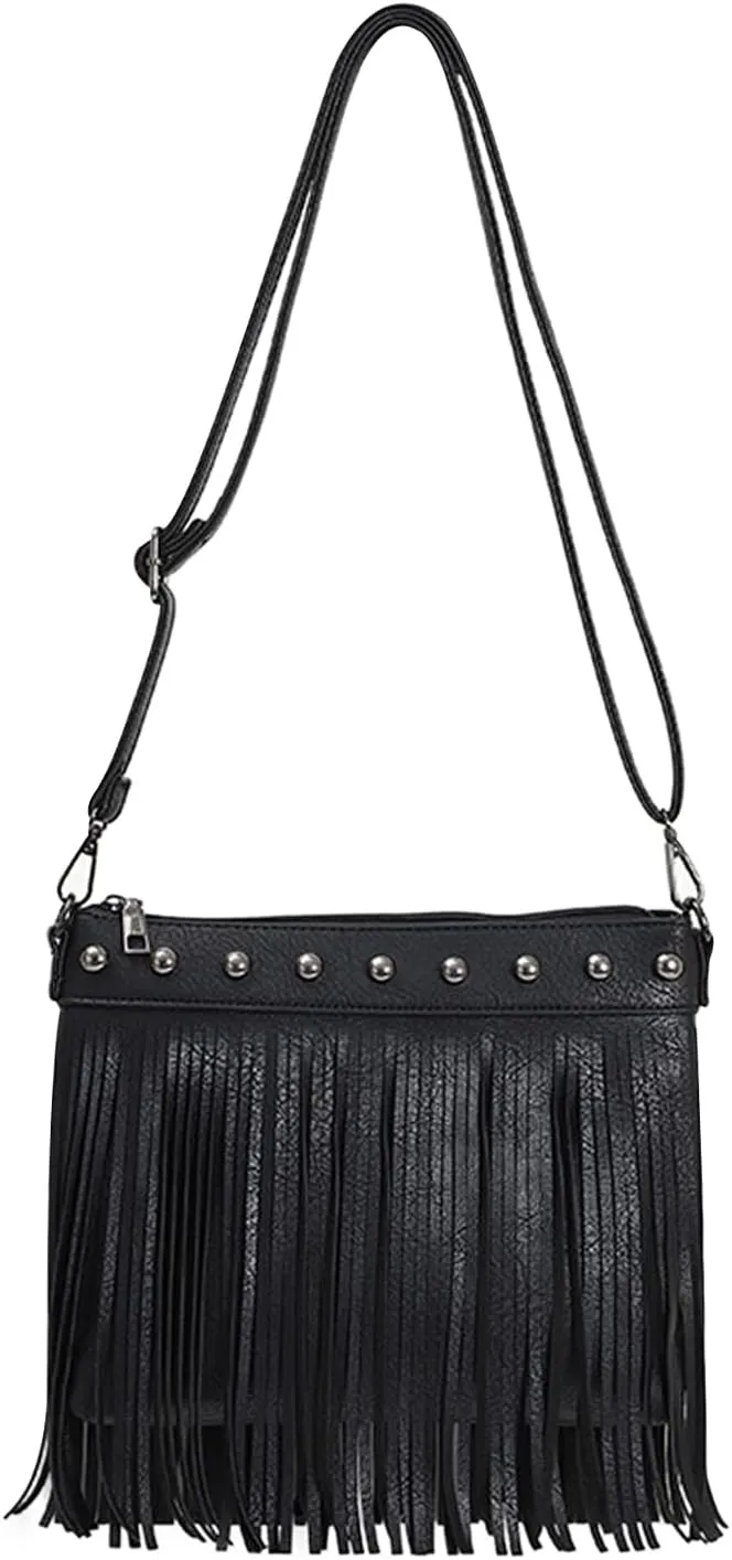 Emprier Women Hobo Fringe Crossbody Purse Vintage Small Tassel Shoulder Handbags