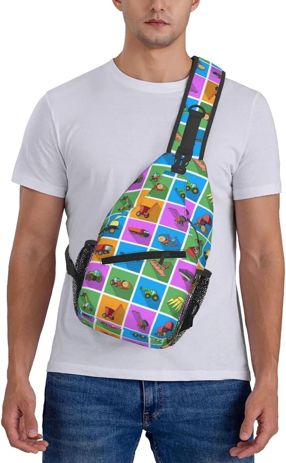 Equipment Agricultural Machinery Set Collection Icon Chest Sling Bag Crossbody Shoulder Backpack Bag Gym Cycling Travel Hiking Daypack Cross Bag