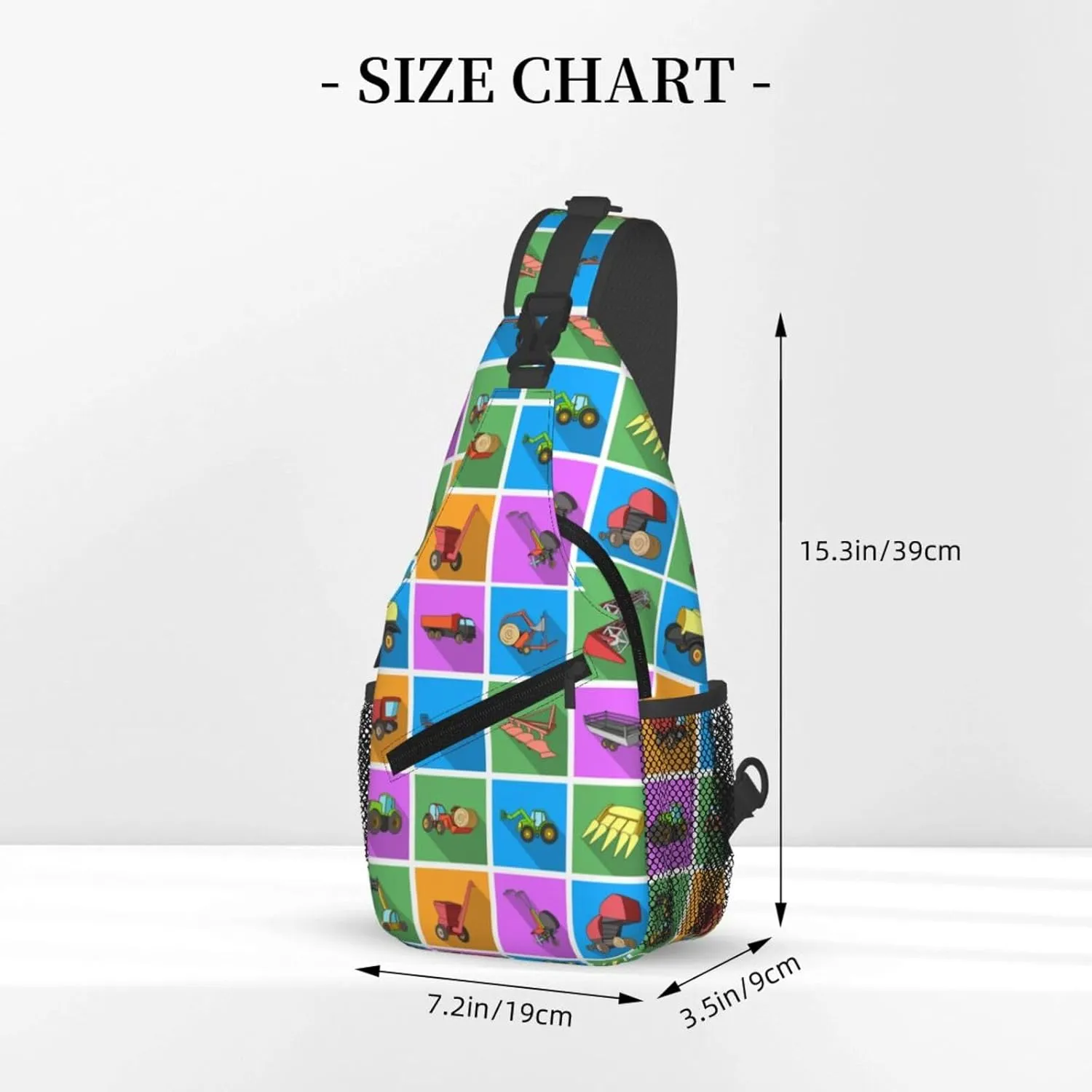 Equipment Agricultural Machinery Set Collection Icon Chest Sling Bag Crossbody Shoulder Backpack Bag Gym Cycling Travel Hiking Daypack Cross Bag