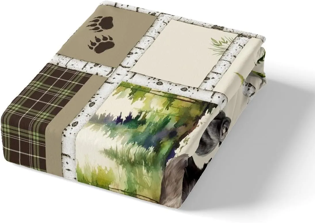 Erosebridal Bear Duvet Cover Rustic Hunting Animal Bedding Set Queen Farmhouse Jungle Comforter Cover Plaid Lattice Patchwork Quilt Cover with 2 Pillow Shams Cabin Gift Bedroom Decor