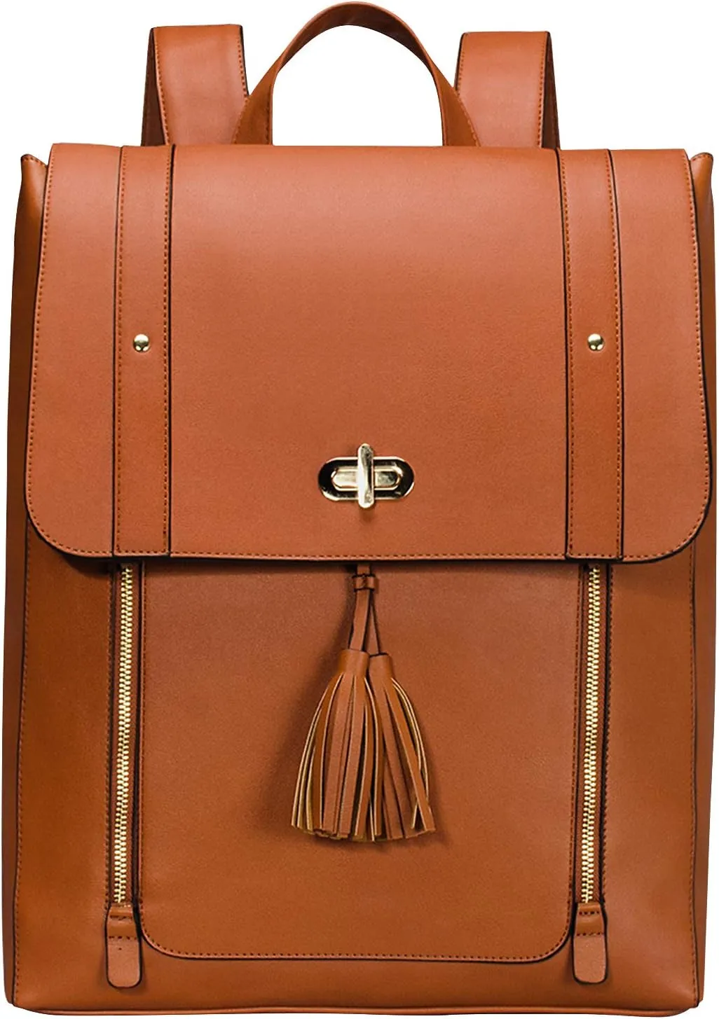 ESTARER Women PU Leather Backpack 15.6 Inch Laptop Vintage College Travel Rucksack Bookbag (brown)