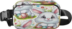 Exnundod Fanny Packs for Women & Men Lovely Bunny Hunt Eggs, Waist Pack Happy Easter Crossbody Bags Belt Adjustable Strap for Running Hiking Workout