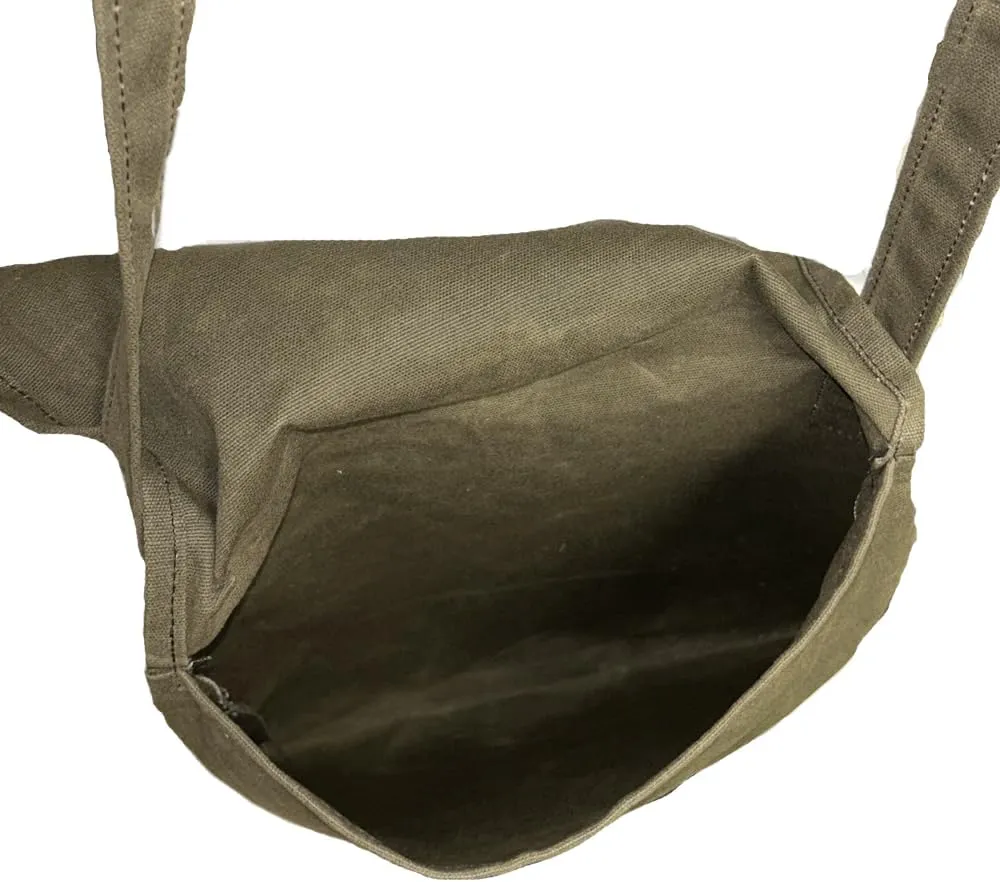 Exos Waxed Canvas Haversack, Bushcraft Shoulder Bag, Canvas Messenger Bag, Water-Resistant and Durable Gardening and Foraging Satchel - 12" x 14", Antique Olive Small