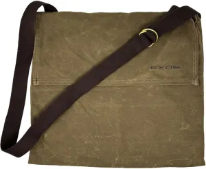Exos Waxed Canvas Haversack, Bushcraft Shoulder Bag, Canvas Messenger Bag, Water-Resistant and Durable Gardening and Foraging Satchel - 17"x15", Dark Khaki Large