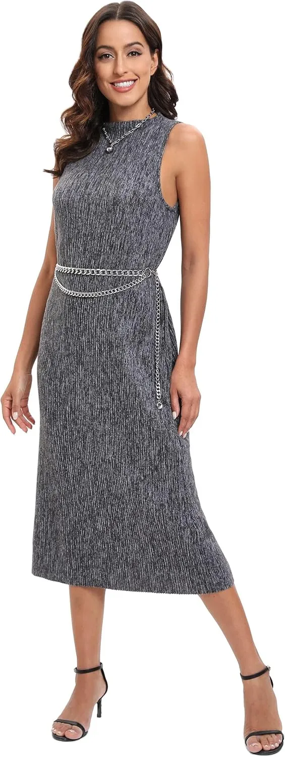 FAN&LOUIS Gold Waist Chain Belt for Women Dresses Metal Link Dangling Cinturones De Mujer