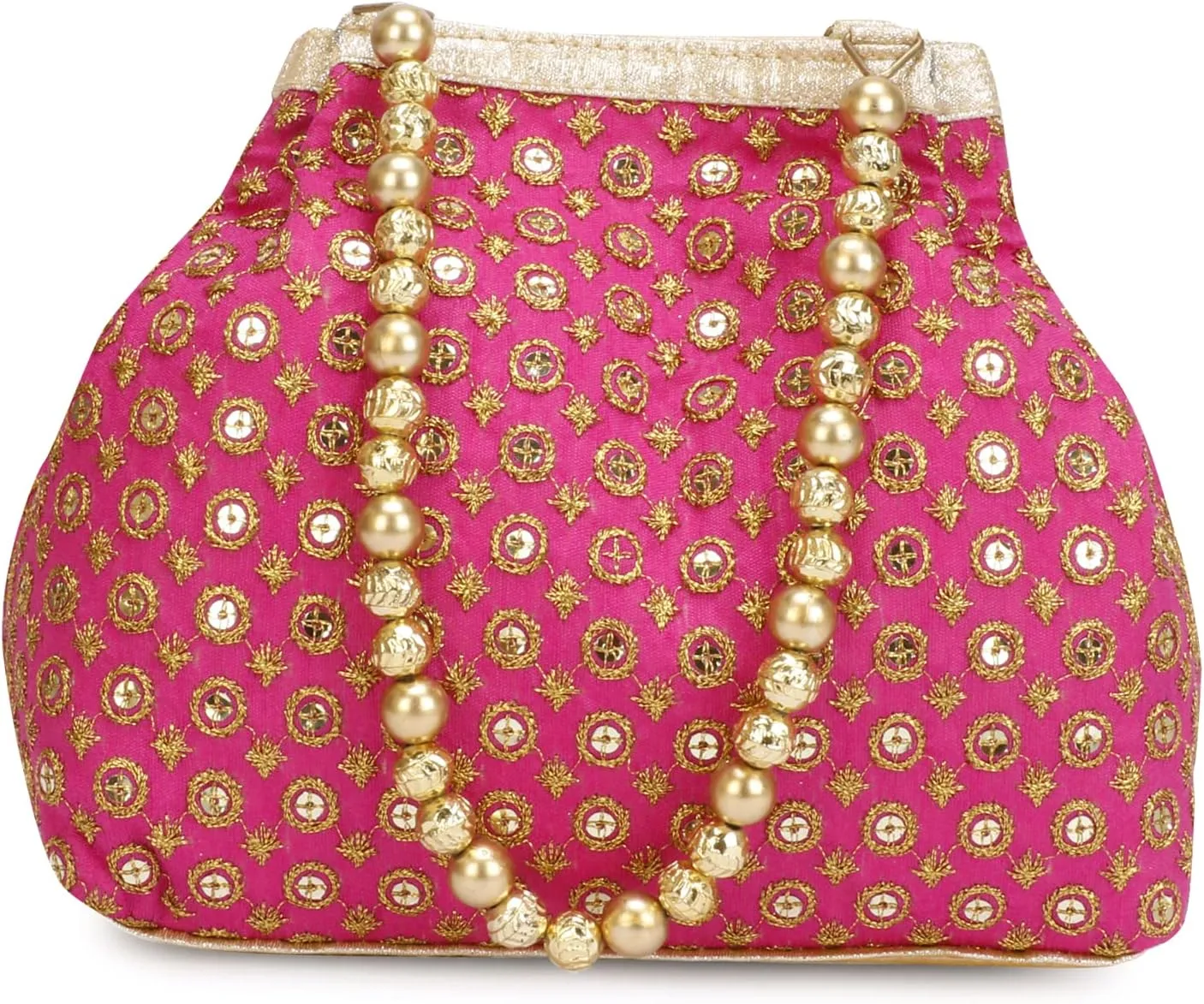 Fancy Haat Silk Ethnic Rajasthani Women's Potli Bag (Carrot)