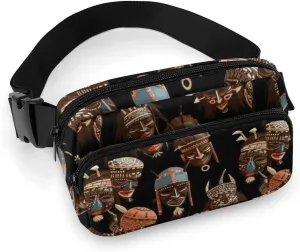 Fanny Pack African Ritual Ethnic Tribal Printed Waist Cinching Bag Hip Bag Lightweight Belt Bag for Travel Sports Hiking Running