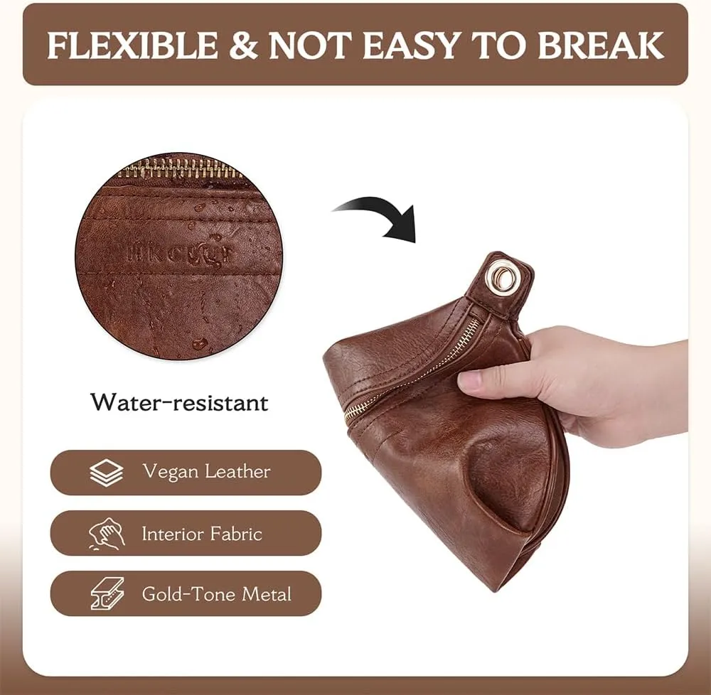 Fanny Pack Crossbody Bags for Women Vegan Leather Belt Bag Waist Pack Causal Chest Bum Bag With 2 Straps Brown Coffee