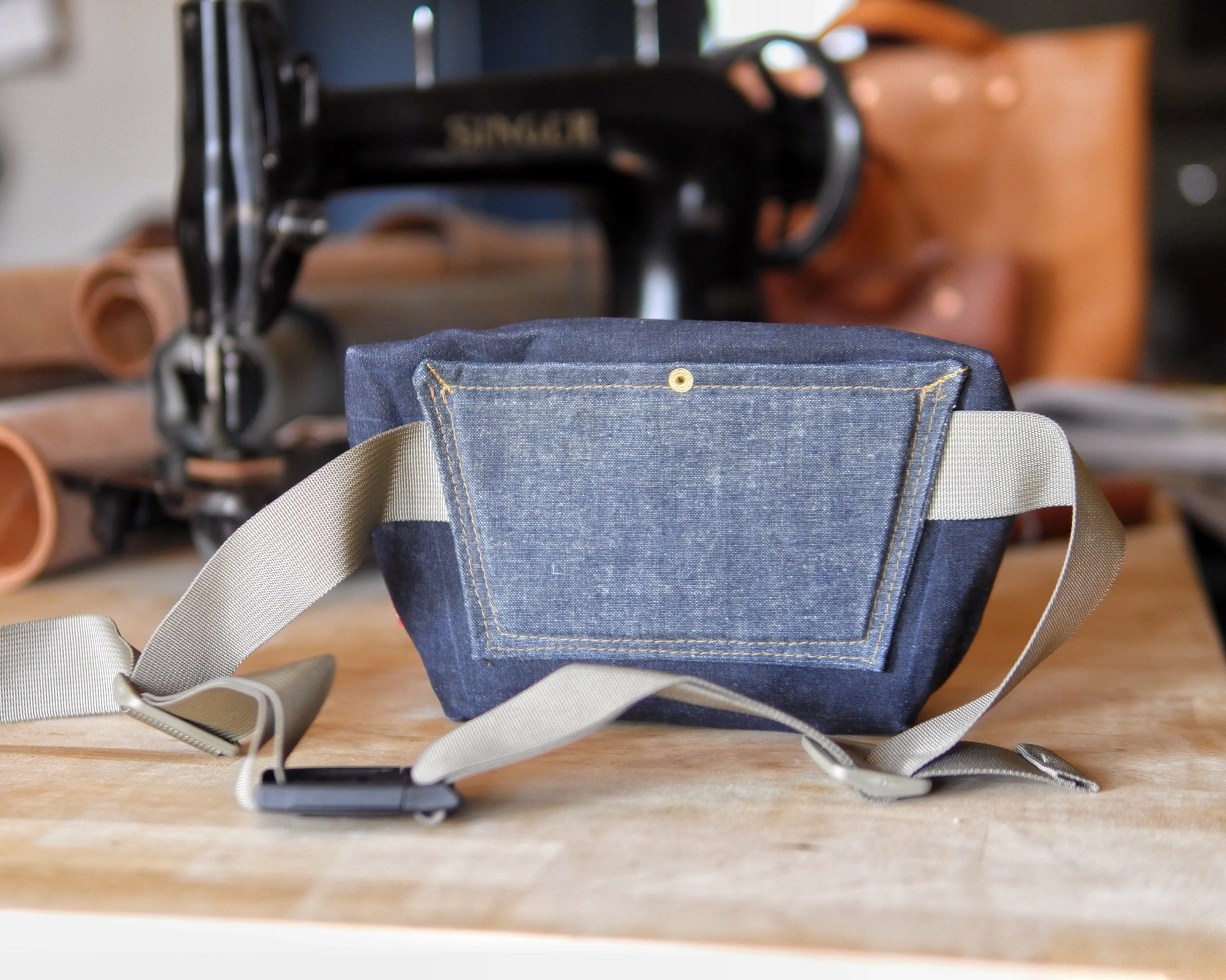 Fanny Pack in Raw Waxed Denim
