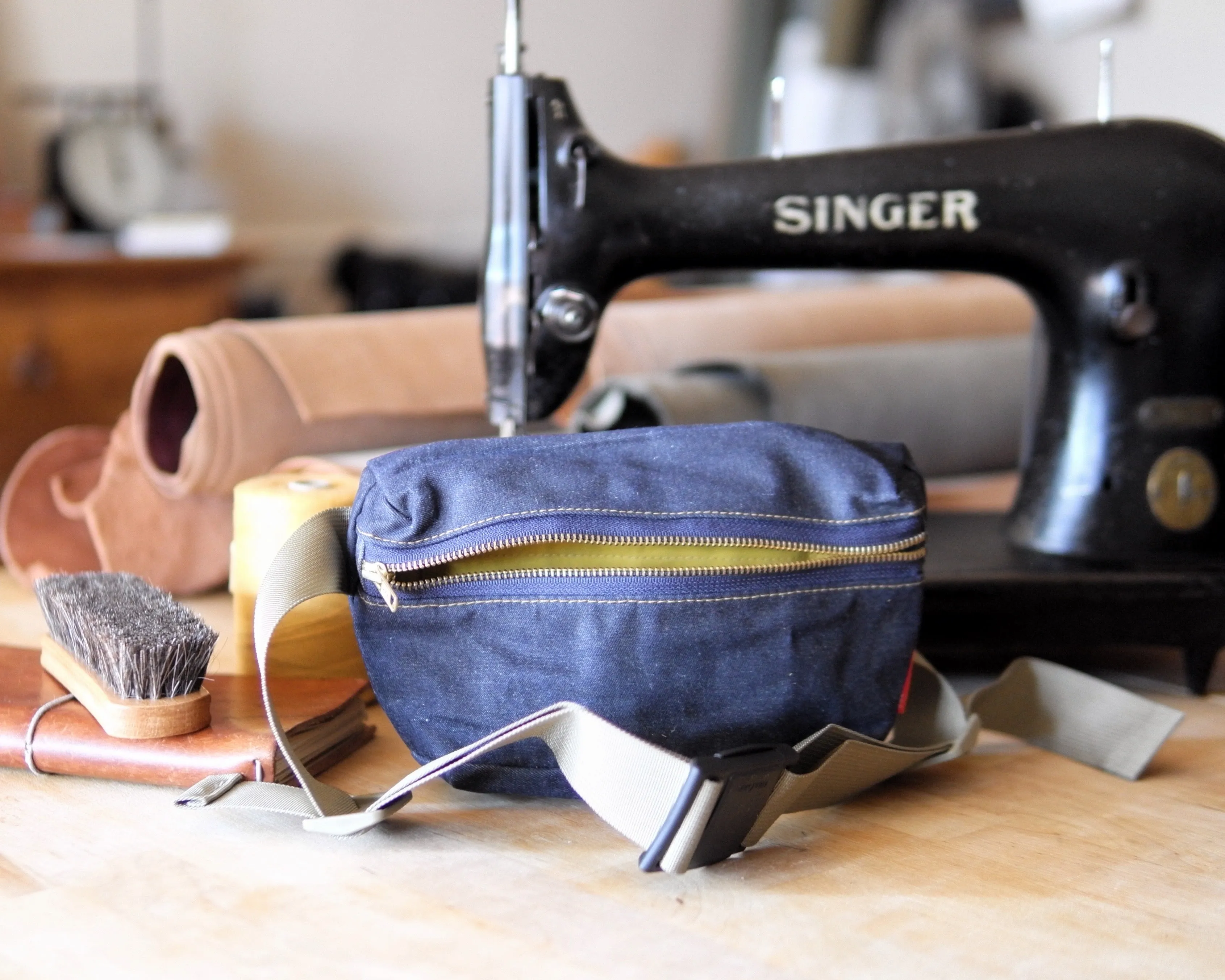 Fanny Pack in Raw Waxed Denim