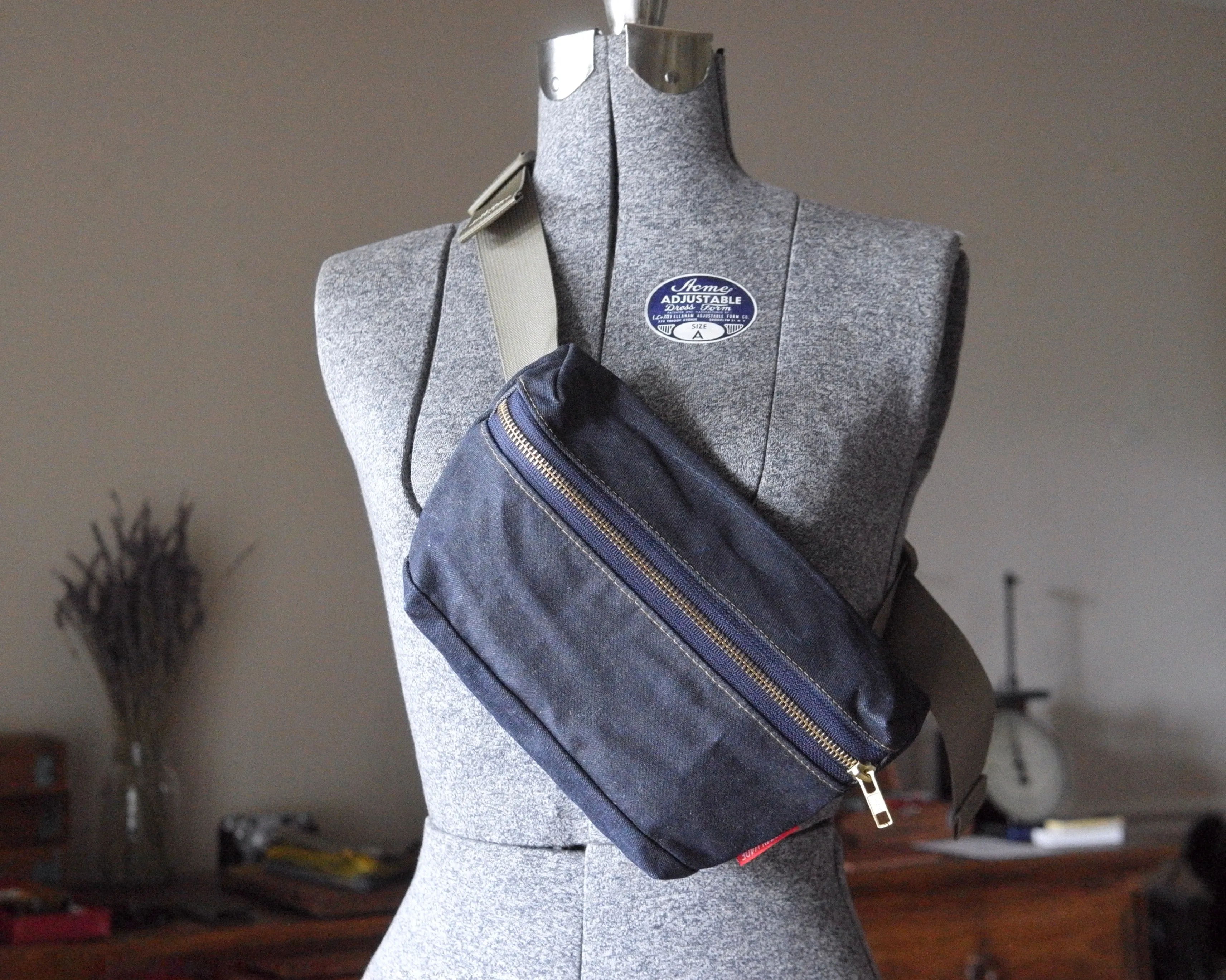 Fanny Pack in Raw Waxed Denim