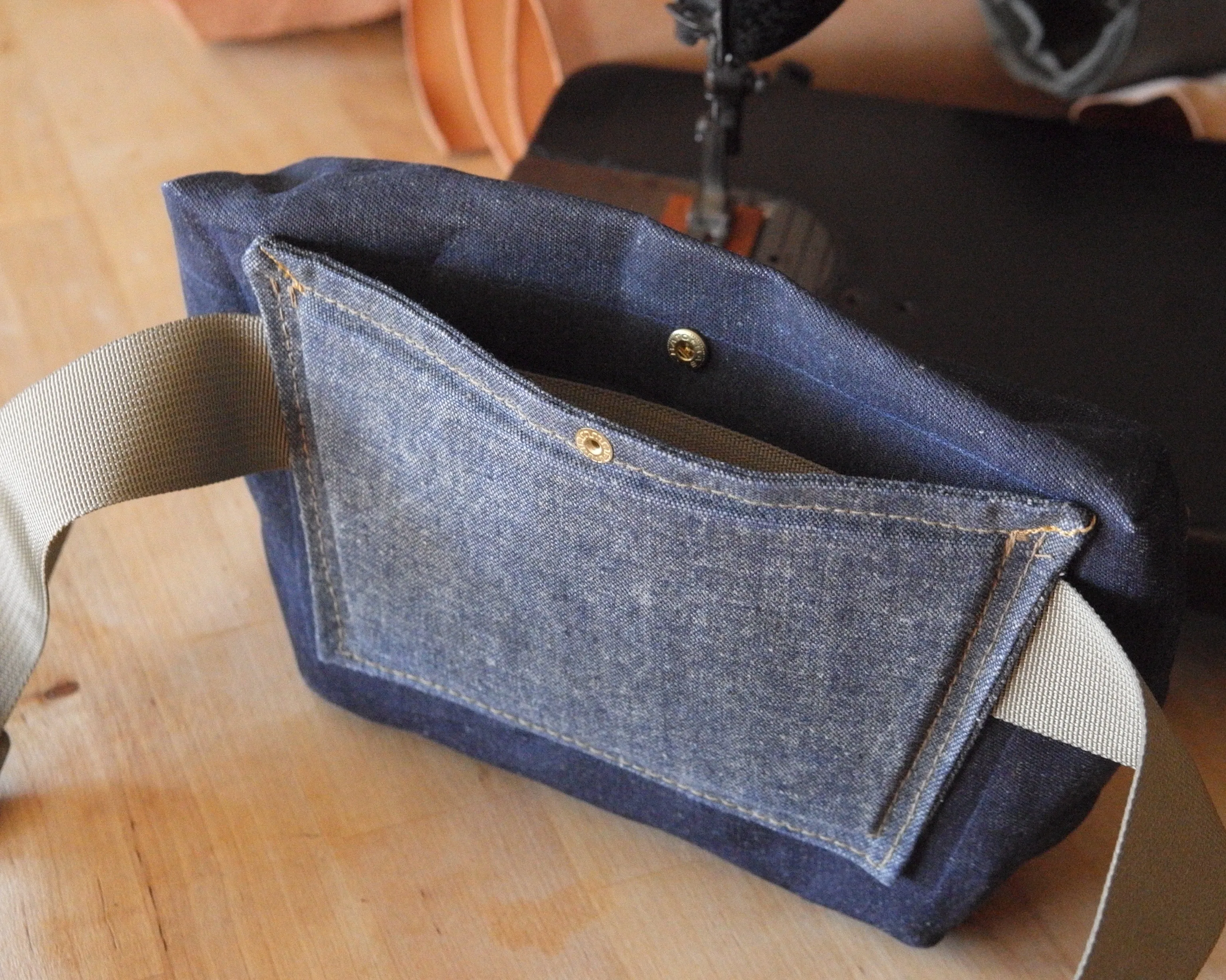 Fanny Pack in Raw Waxed Denim