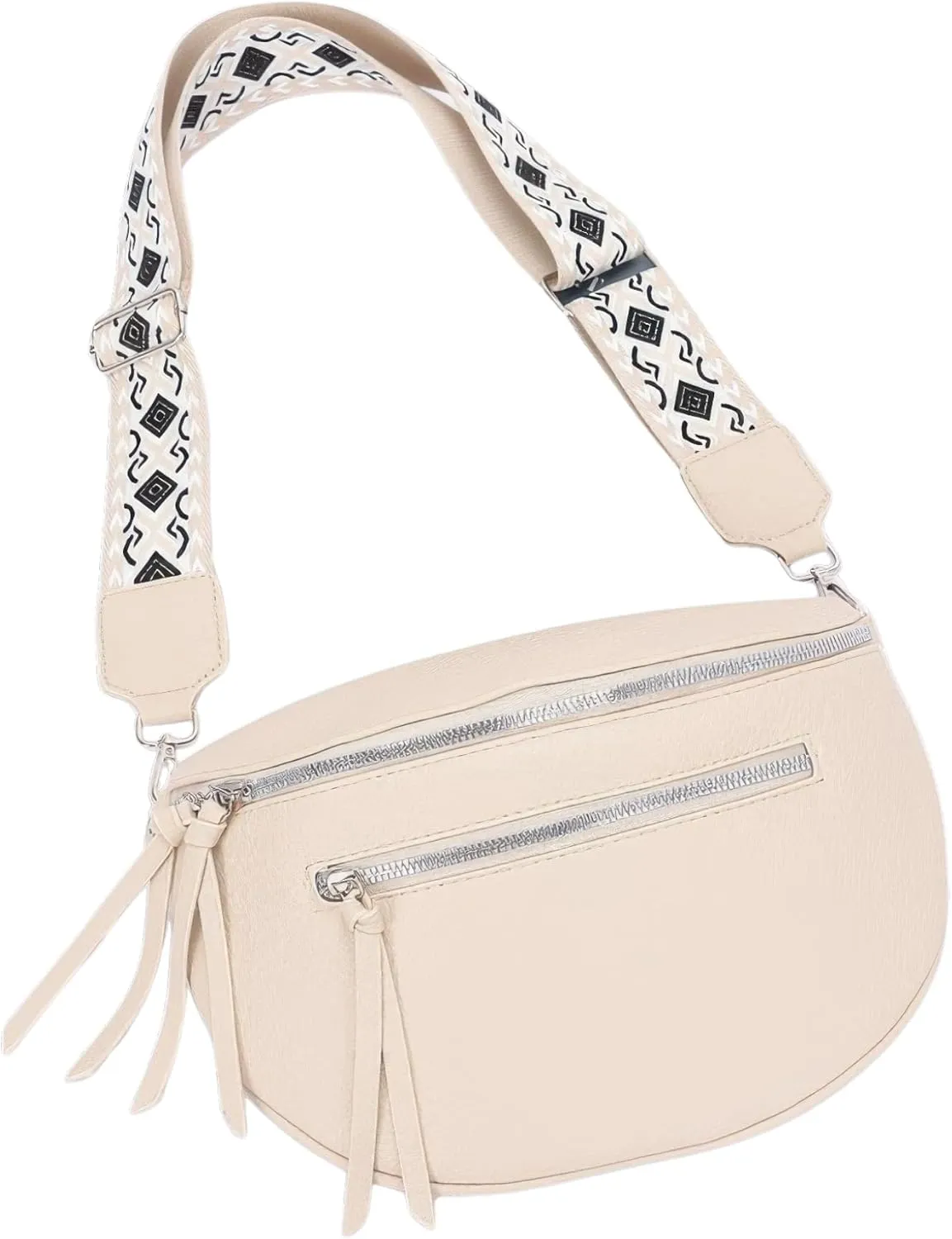 Faux Leather Belt Bag, Crossbody Purse with Metal Accents, 11W x 8H x 3D inches, Multiple Colors
