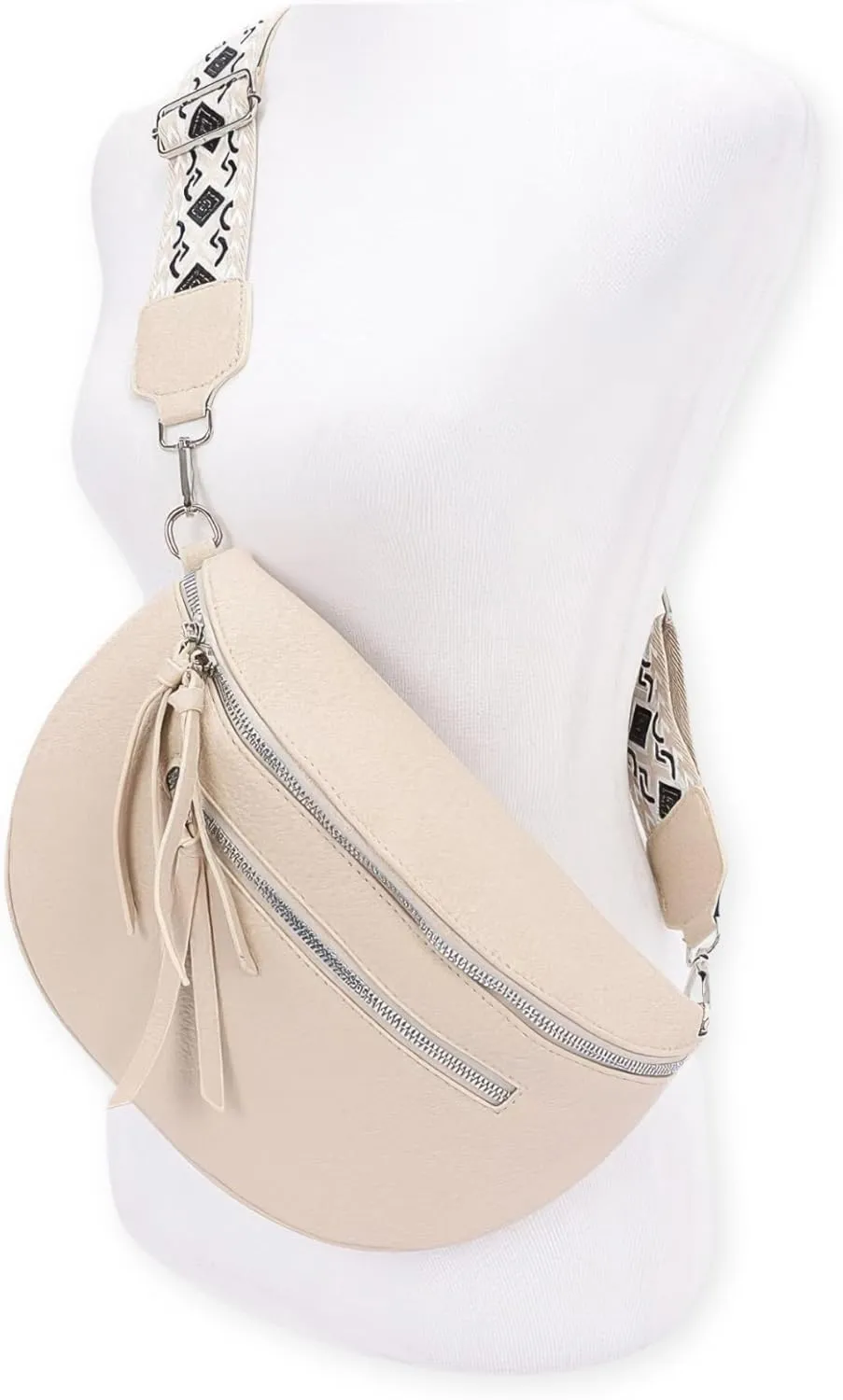 Faux Leather Belt Bag, Crossbody Purse with Metal Accents, 11W x 8H x 3D inches, Multiple Colors