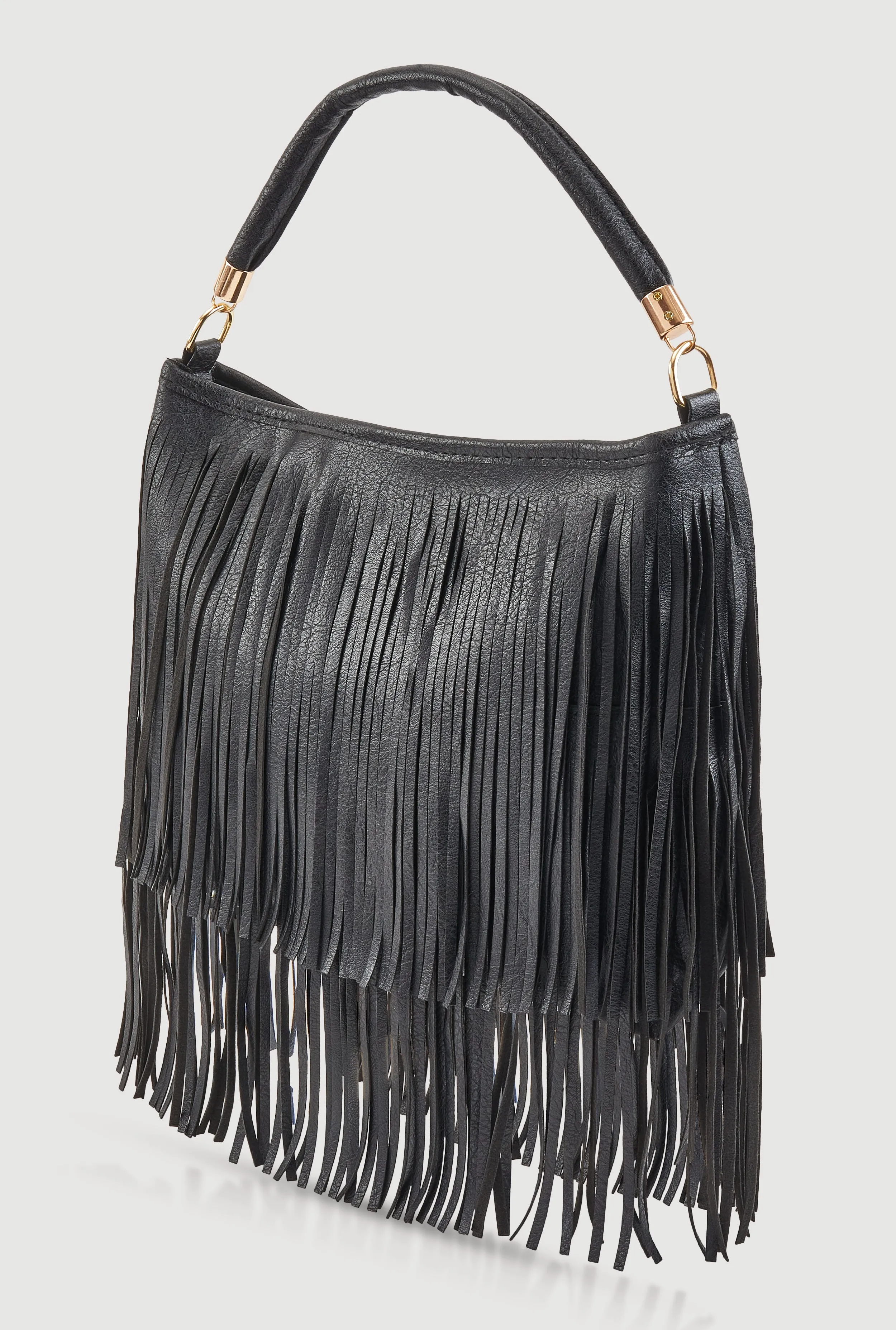 Faux Leather Fringe Crossbody Hobo Handbag