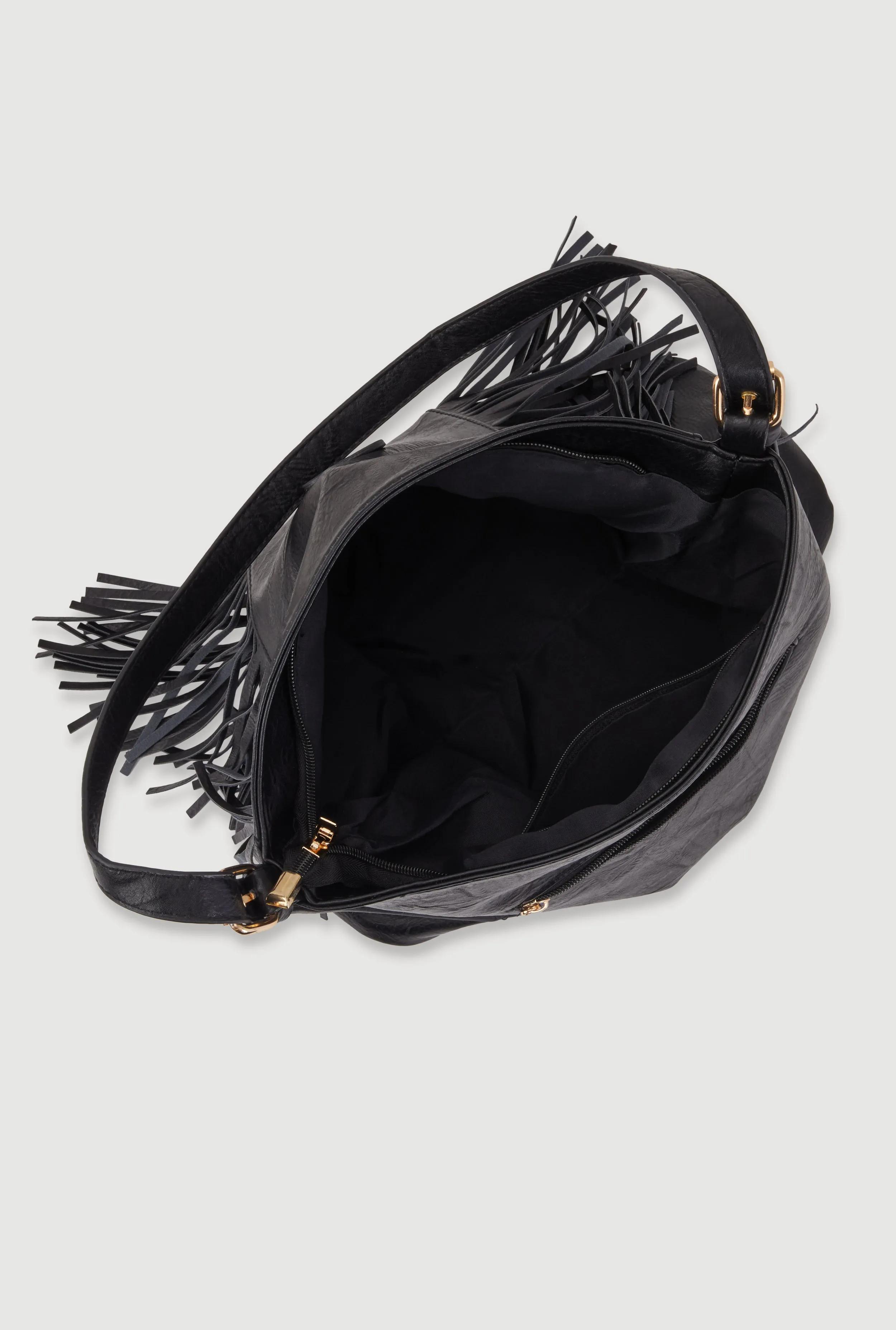 Faux Leather Fringe Hobo Bag