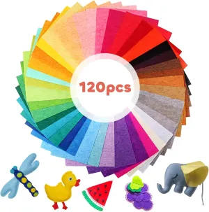 Felt Fabric Sheets, 120 PCS 12 x 12 Inch Felt Squares for Crafts 40 Assorted Color 1 mm Thickness Felt Sheets for DIY Craft School Sewing Projects