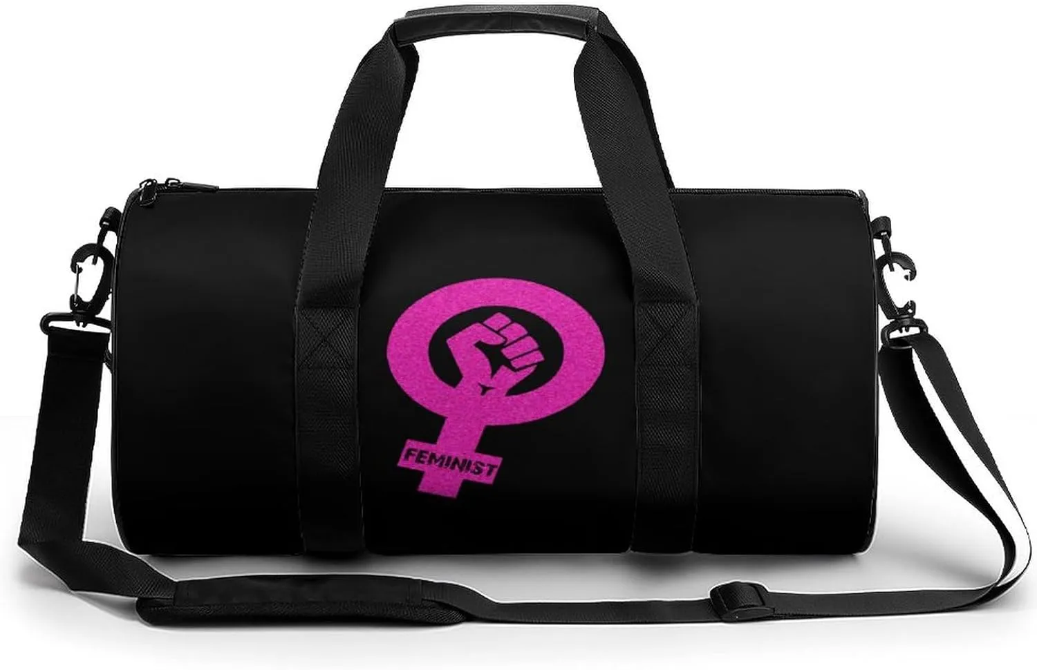 Feminist Female Power Round Barrel Gym Sport Bag Small Travel Duffel Bags Reusable Tote for Men Women