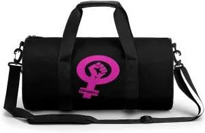 Feminist Female Power Round Barrel Gym Sport Bag Small Travel Duffel Bags Reusable Tote for Men Women