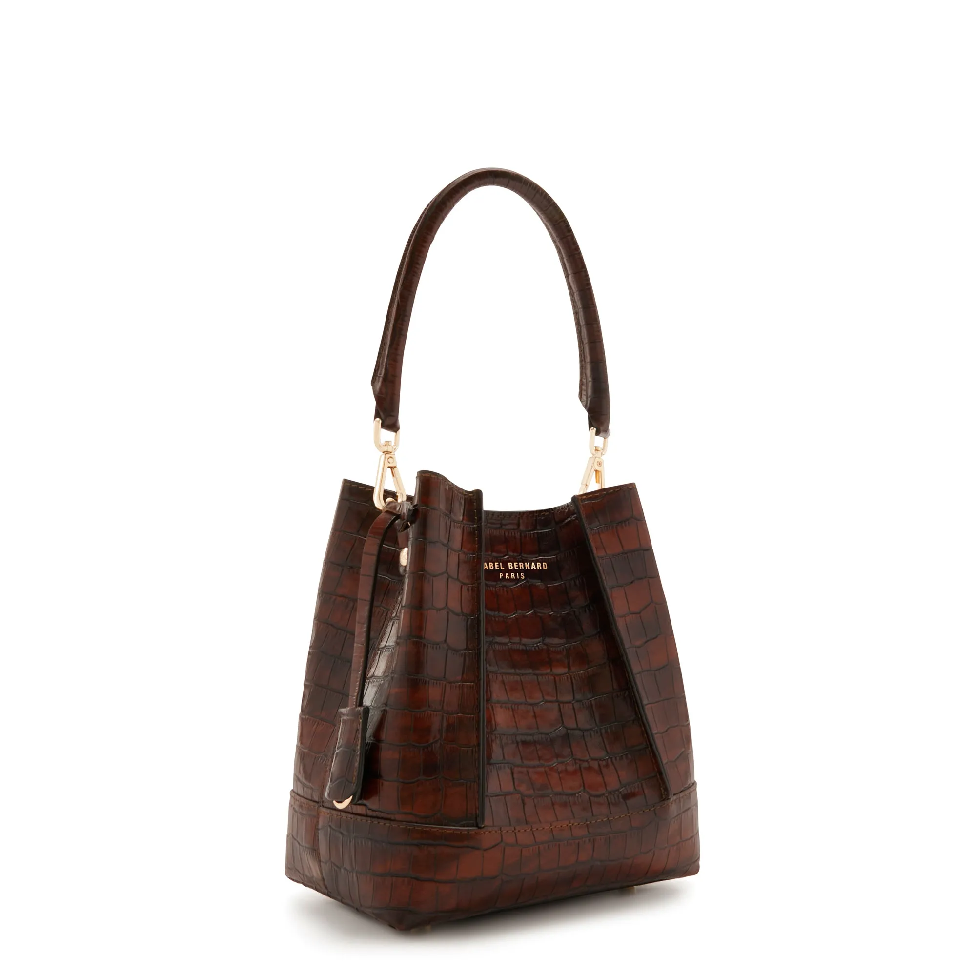 Femme Forte Minette croco brown calfskin leather handbag