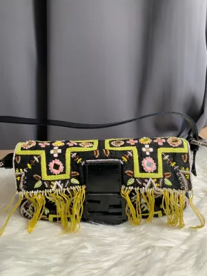 Fendi Baguette Fringe Bag, Multicolor, Shoulder Bag