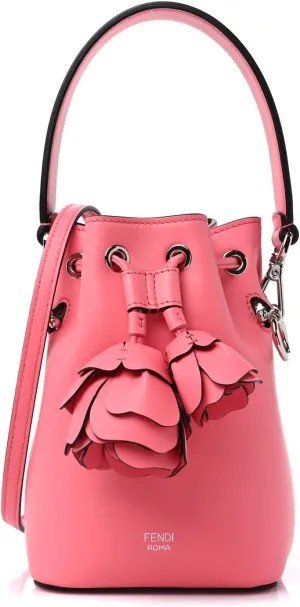 FENDI Calfskin F is 3D Flower Mini Mon Tresor Bucket Bag Pink 8BS010