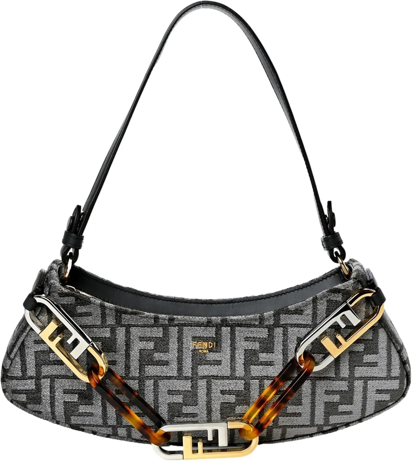 FENDI Shoulder Bag Bags For Women - O'Lock Swing Ff Logo Tortora Gray Chenille Shoulder Bag Handbags For Women