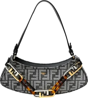 FENDI Shoulder Bag Bags For Women - O'Lock Swing Ff Logo Tortora Gray Chenille Shoulder Bag Handbags For Women
