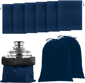 Ferraycle 6 Pcs Silver Storage Bags Anti Tarnish Storage Bag Fabric Cloth for Jewelry Silverware Protection Flatware(18 x 18 Inch,Navy Blue)