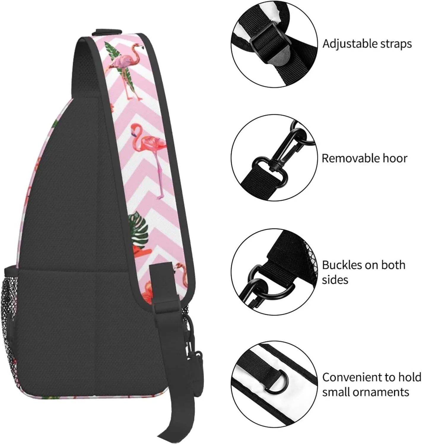 Flamingos Crossbody Sling Backpack Sling Bag Adjustable Chest Shoulder Daypack For Women Men