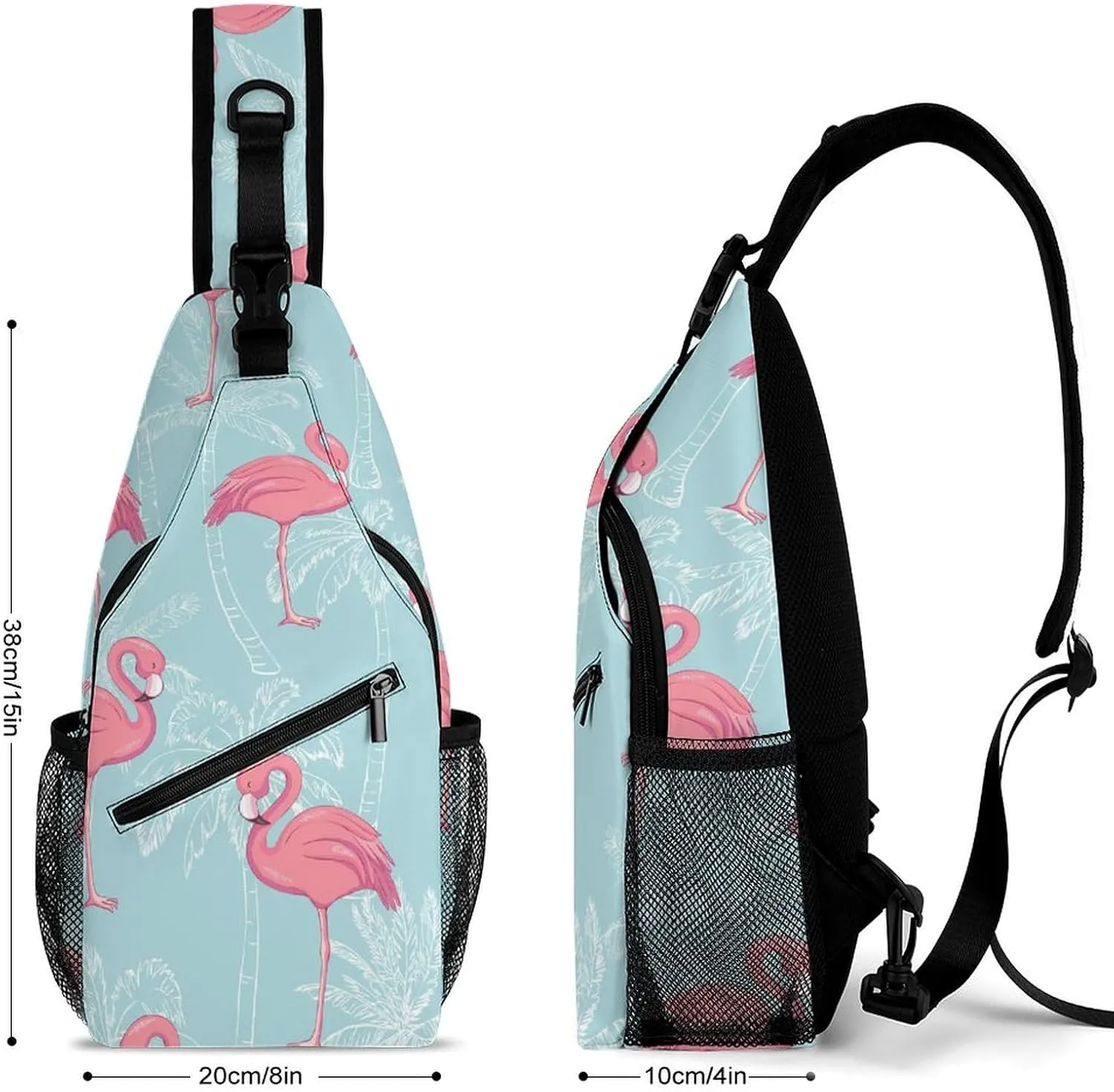 Flamingos Pattern Crossbody Sling Bag for Women Men Travel Chest Bag, Cycling Shoulder Backpack