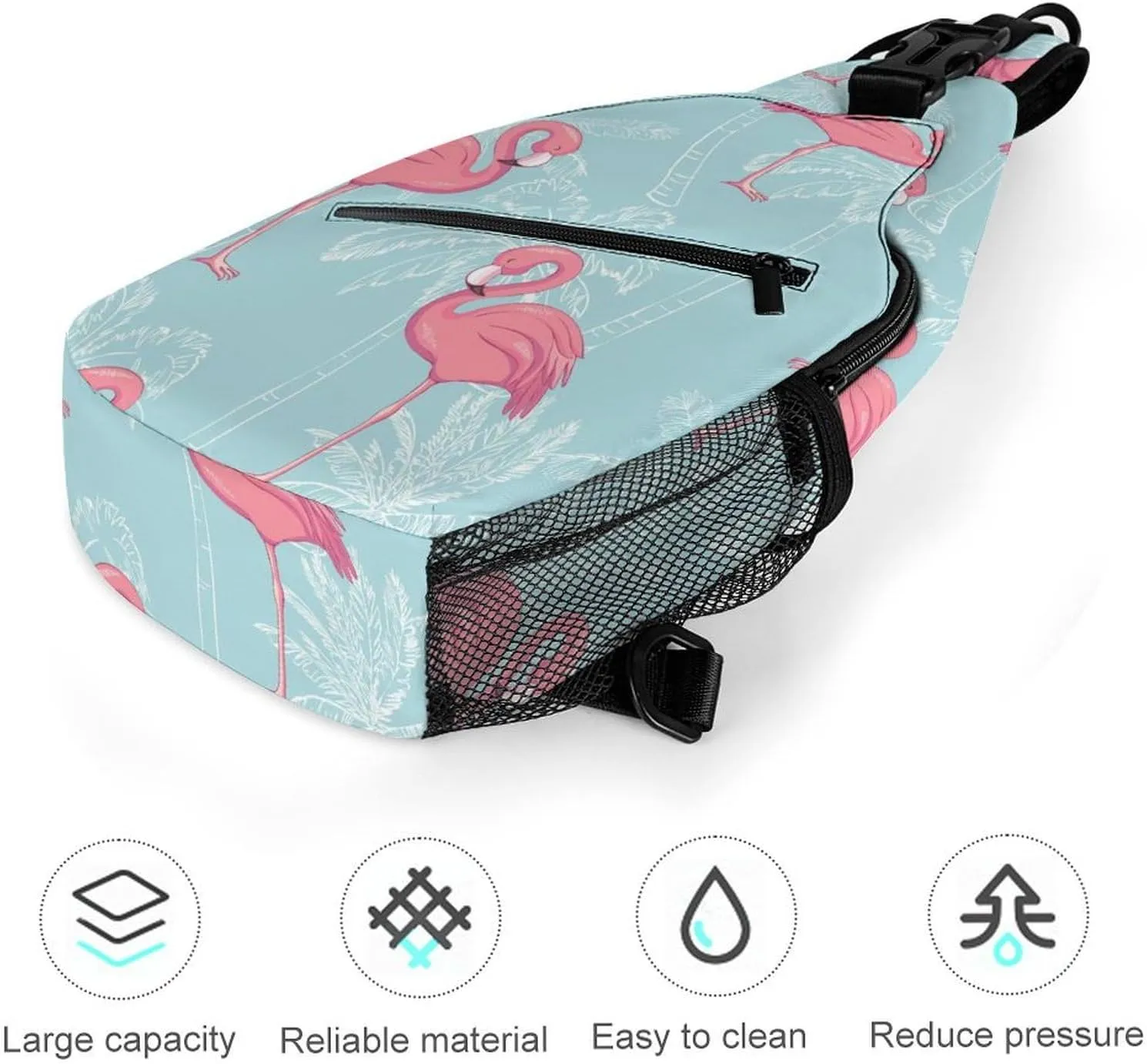 Flamingos Pattern Crossbody Sling Bag for Women Men Travel Chest Bag, Cycling Shoulder Backpack