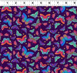 FlashPhoenix Quality Sewing Fabric – Fantasticats Dark Purple Flutterbyes Cotton by The Yard Size: 36" x 44"