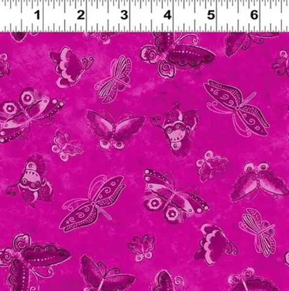 FlashPhoenix Quality Sewing Fabric – Kindred Canines Fuchsia Flutterbyes Cotton Size; 36" x 44" by The Yard