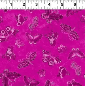 FlashPhoenix Quality Sewing Fabric – Kindred Canines Fuchsia Flutterbyes Cotton Size; 36" x 44" by The Yard
