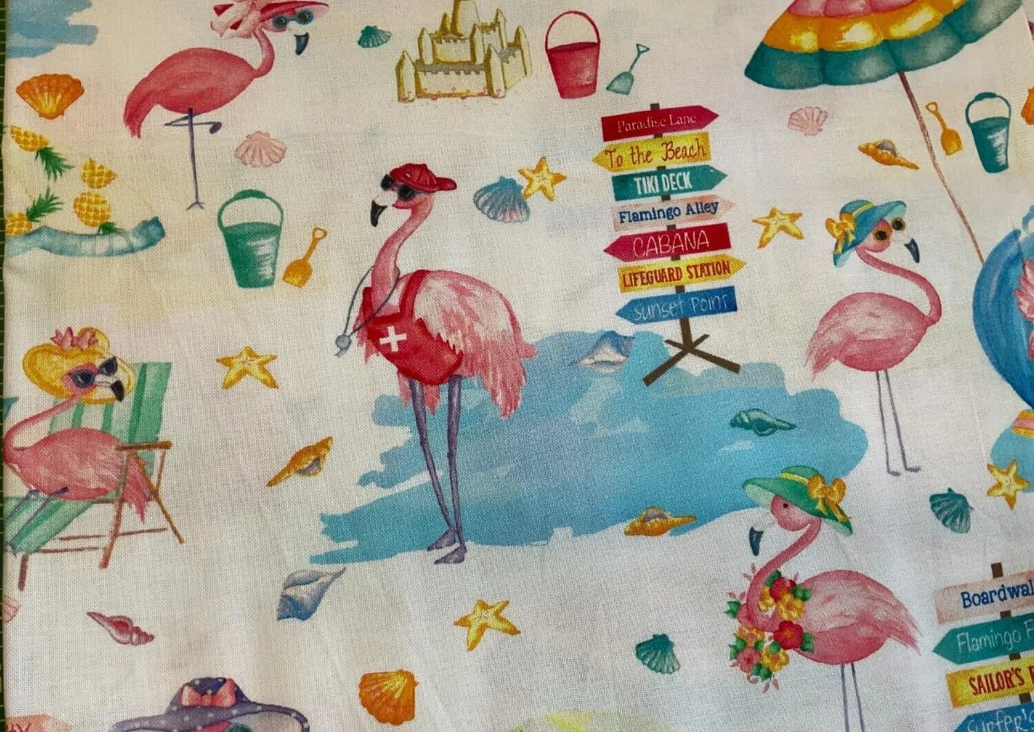 FlashPhoenix Quality Sewing Fabric – Studio Fun in The Sun Flamingo Beach by ANDI METZ 36" x 44" by The Yard Cotton