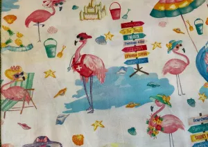 FlashPhoenix Quality Sewing Fabric – Studio Fun in The Sun Flamingo Beach by ANDI METZ 36" x 44" by The Yard Cotton