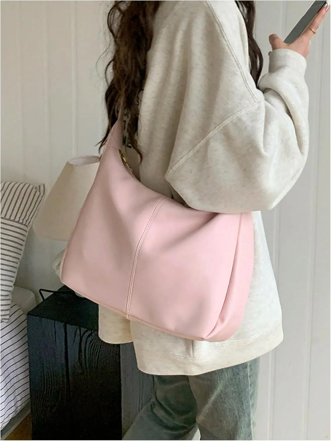 Floerns Women's Soft PU Leather Crossbody Bag Vintage Slouchy Hobo Bag with Zipper