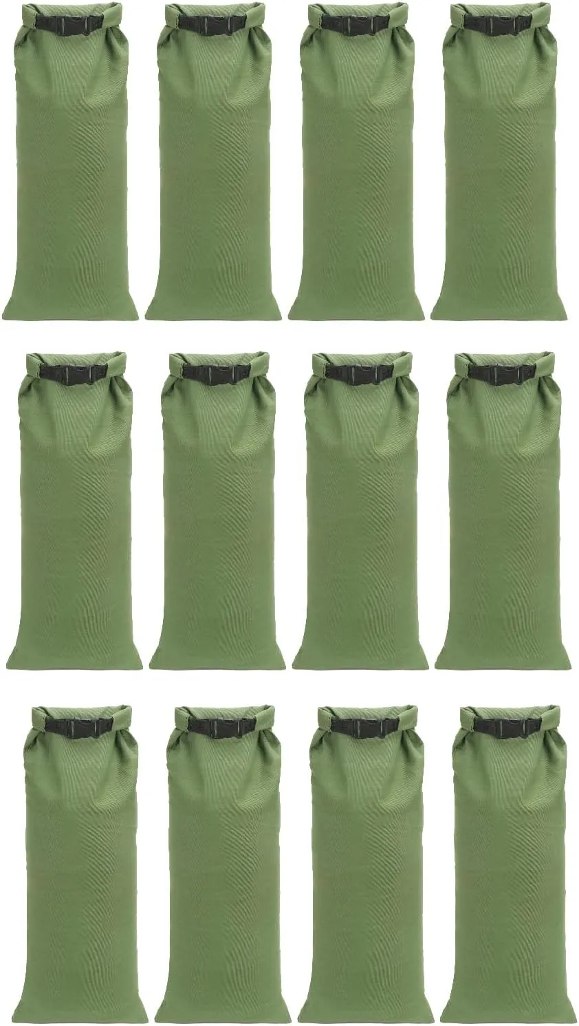 Flood Water Barrier Sand Bags - 12 Pcs Thickened Long Canvas Flood Protection Sandbags with Insert Buckle Reusable Quick Flood Barrier for Home Door Window Basement Garage Floor Flood Control (12)