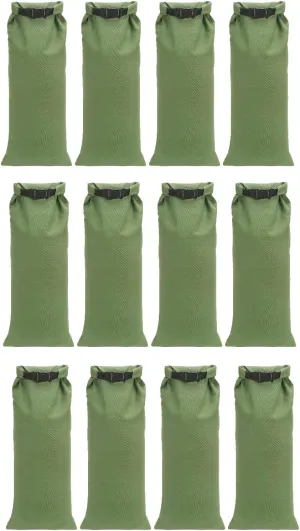 Flood Water Barrier Sand Bags - 12 Pcs Thickened Long Canvas Flood Protection Sandbags with Insert Buckle Reusable Quick Flood Barrier for Home Door Window Basement Garage Floor Flood Control (12)