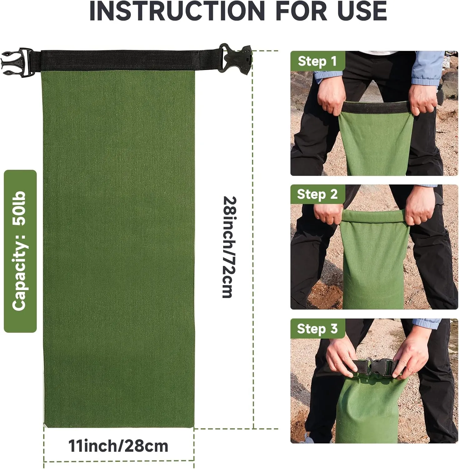 Flood Water Barrier Sand Bags - 4Pcs Thickened Long Canvas Flood Protection Sandbags with Insert Buckle Reusable Quick Flood Barrier for Home Door Window Basement Garage Floor Flood Control - 11"x28"