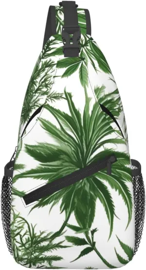 Flowering Herbs And Herbaceous Plants Print Cross Chest Bag Diagonally Crossbody Shoulder Casual Fashion Travel Bag,Hiking Daypack