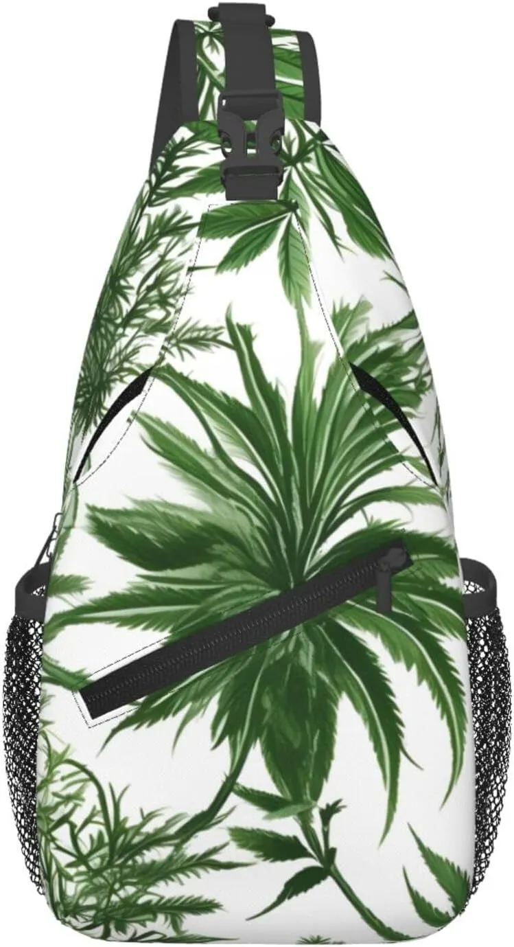 Flowering Herbs And Herbaceous Plants Print Cross Chest Bag Diagonally Crossbody Shoulder Casual Fashion Travel Bag,Hiking Daypack