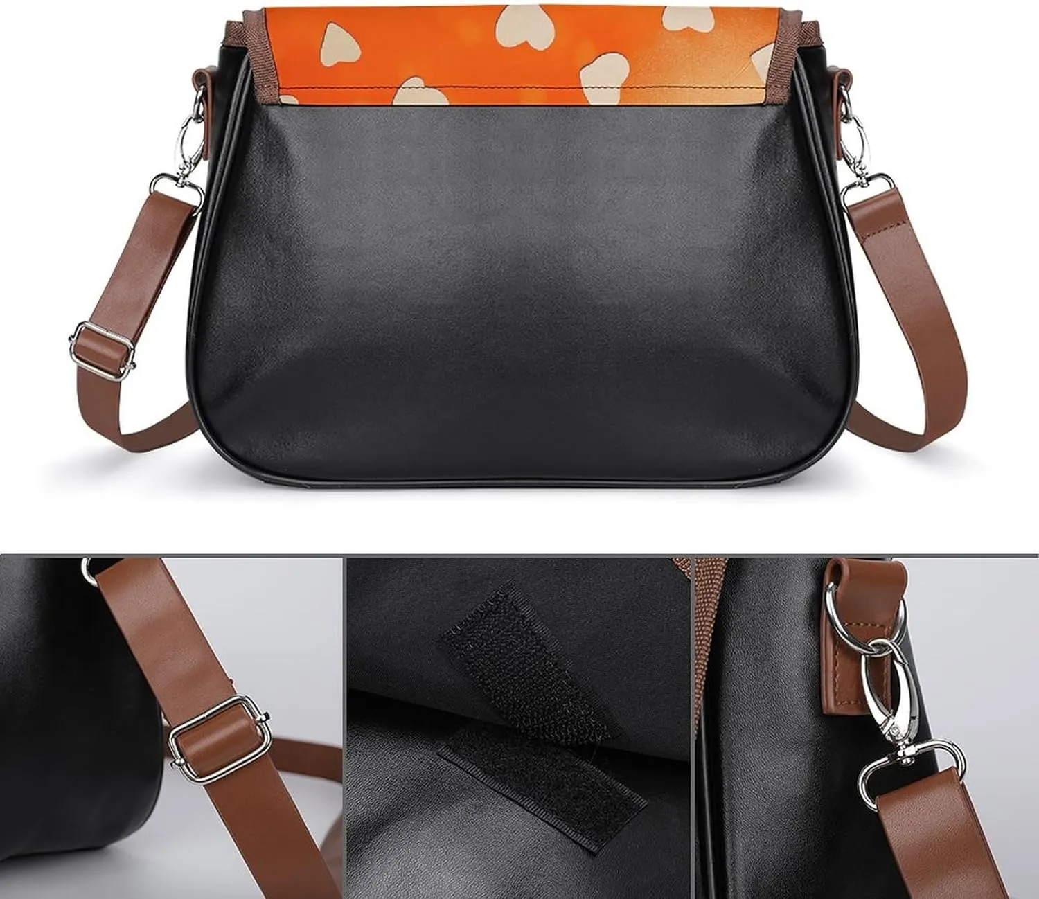 Flowers on White Background Crossbody Bags for Women Travel Shoulder Bag Small Leather Cross Body Handbags