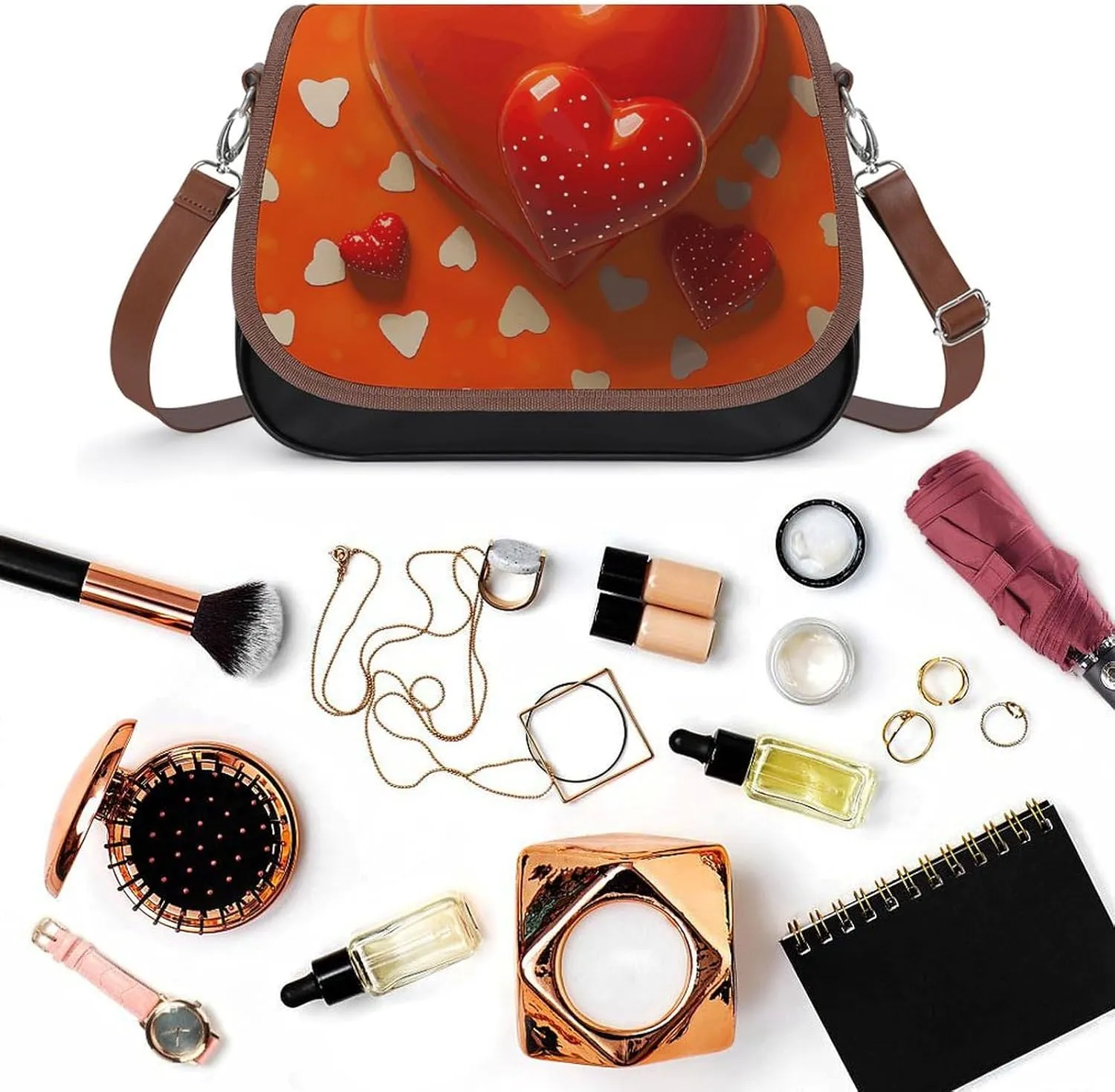 Flowers on White Background Crossbody Bags for Women Travel Shoulder Bag Small Leather Cross Body Handbags