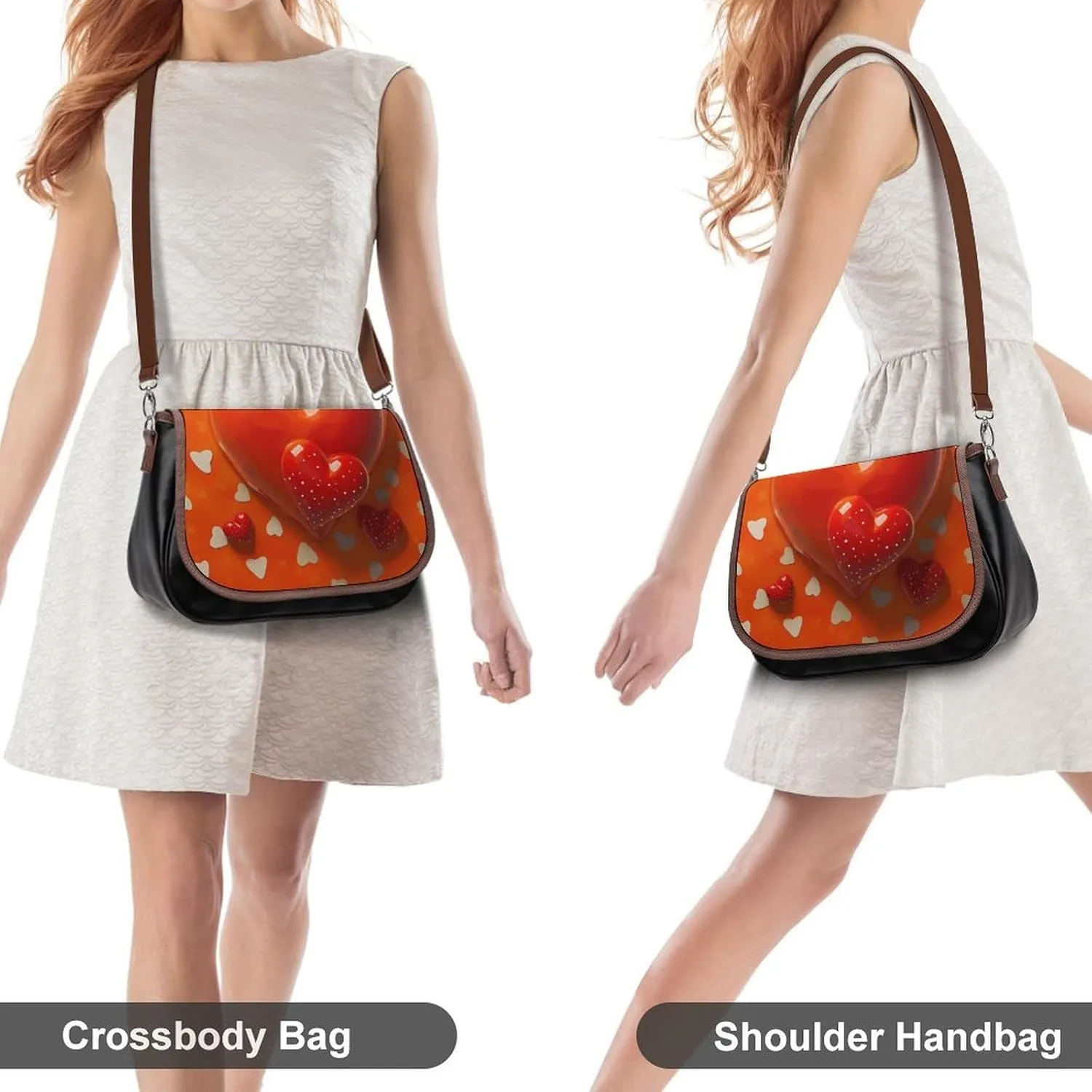 Flowers on White Background Crossbody Bags for Women Travel Shoulder Bag Small Leather Cross Body Handbags